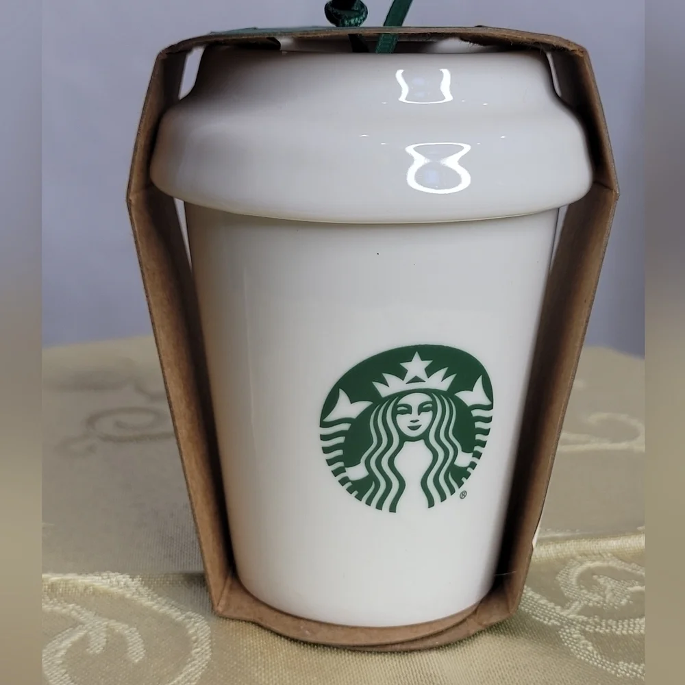 Starbucks 2016 3-Piece Ceramic Nesting Coffee Cups Ornament Set